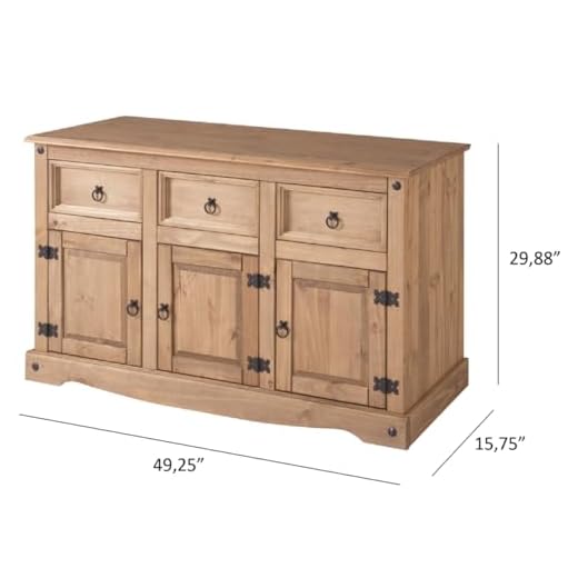 Wooden Sideboard Buffet with 3 Doors & Drawers