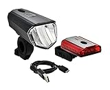 BÜCHEL Sky-Valley Fahrradlichter Set LED I 100/70/40/10 Lux I StVZO zugelassen mit bis zu 15h Akkulaufzeit I Aufladbares Fahrrad licht LED für vorne + hinten I Rücklicht fahrrad, fahrradlicht vorne