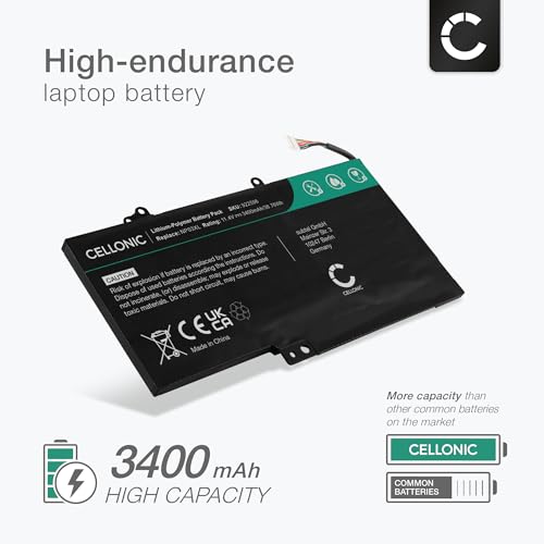 CELLONIC Battery Compatible with HP ENVY x360 15-U, Pavilion x360 13-A, 14-AC, NP03XL, NP03043XL 3400mAh 11.4V