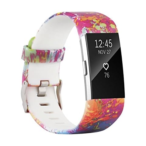 Fit-power For Fitbit Charge 2 Strap Bands,Soft Adjustable Replacement Sport Wristband for Fitbit Charge 2 Small Large (Pattern C, Small Size) Cover