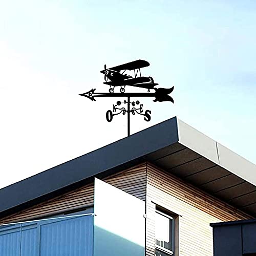 Veleta de viento duradera hecha de acero inoxidable con diseño de avión retro 4
