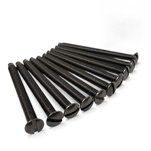 60mm Black Nickel Electrical Machine M3.5 Screws for Light Switch Plug Socket Back Boxes, Slotted Head- Pack of 10