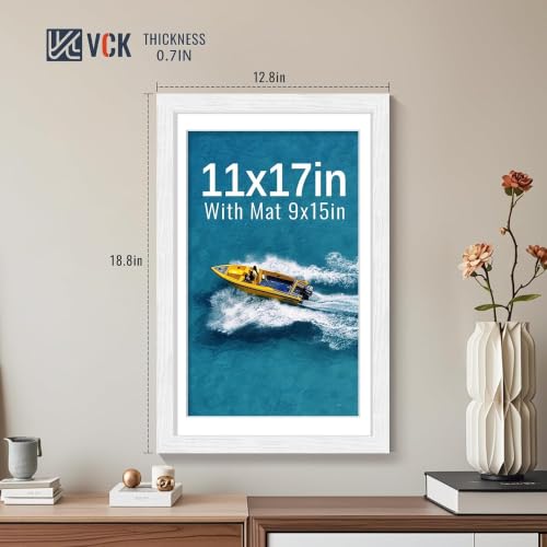 Image of VCK 11x17 Picture Frame 5 Pack, White Exclusive Wood, HD Glass, for Print