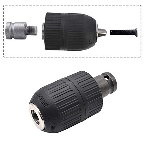 Bestgle 2-13Mm Capacity Mount 1/2-20Unf Keyless Drill Chuck Quick Change Conversion Adapter With 1/2 Inch Socket Square Female Adapter #TOP5