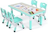 👍Multifonctionnel: La table pour enfants réglable en hauteur avec chaises peut être utilisée non seulement pour les devoirs, pour manger, pour jouer avec des blocs et pour l'interaction parent-enfant, mais aussi comme table à dessin sur laquelle vous pouvez peindre avec des pinceaux à base d'eau. Parce que le dessus de table est en plastique lisse, il n'absorbe pas l'encre et peut être nettoyé avec un chiffon après la peinture sans laisser de traces.