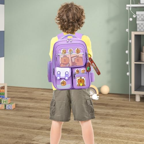 Capybara Backpack Cartoon Backpacks Cute Capibara Stuff Large Capacity Kawaii Back pack with Pins and Accessories3