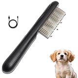 Electric Flea Comb & Self-Cleaning Slicker Brush for Dogs and Cats - Rechargeable Pet Grooming Tool, Skin-Friendly Deshedding Brush for Long & Short Haired Pets, Removes Floating Hair with Massage