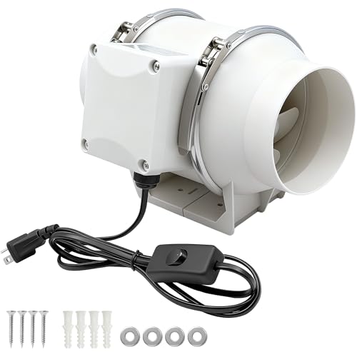dreamdragon 6 Inch Inline Exhaust Duct Fan 70W 390 CFM Flow Ventilation System High Efficiency Air Fan For Duct Vent Bathroom