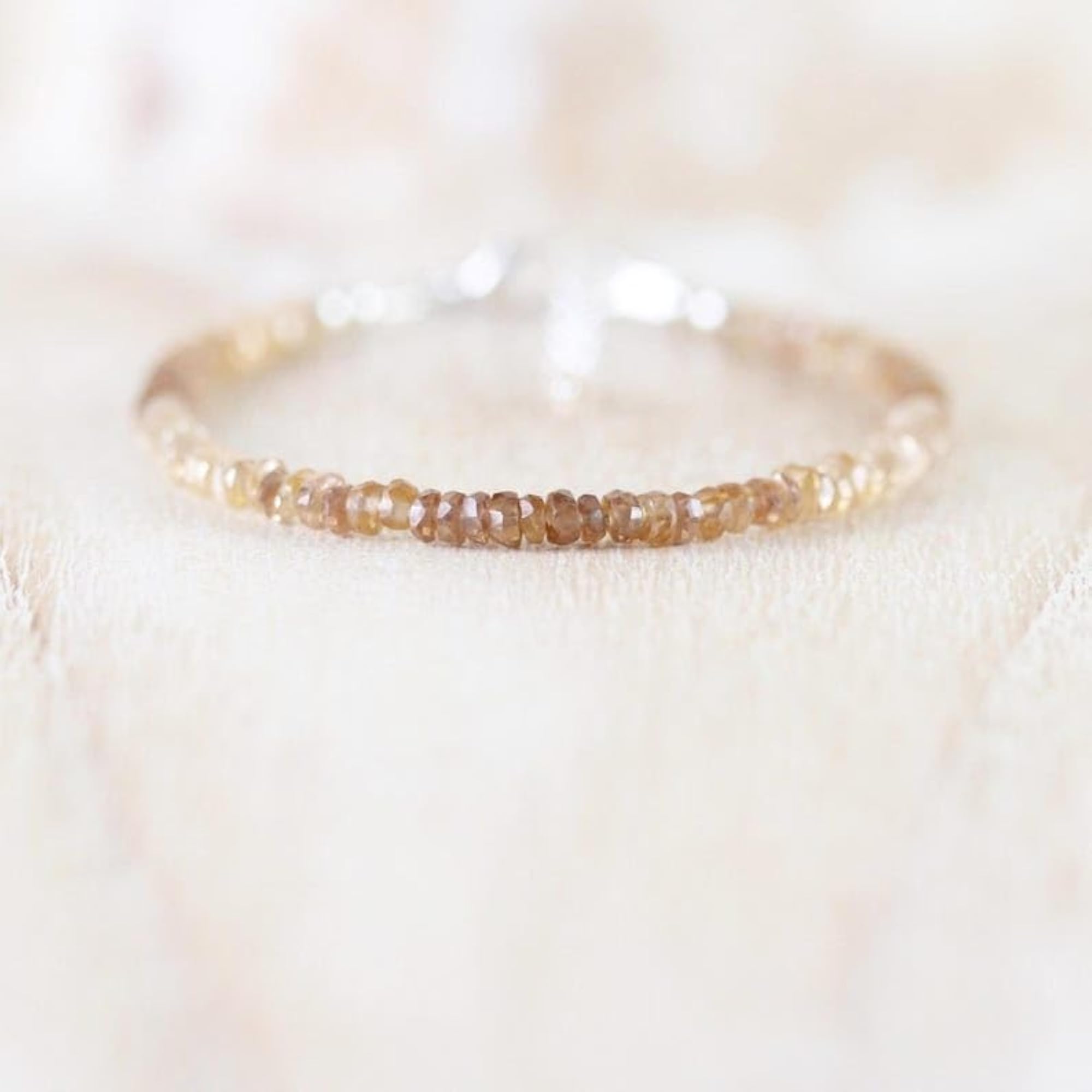 Unisex Champagne Zircon Adjustable Bracelet with Silver Plated Clasp