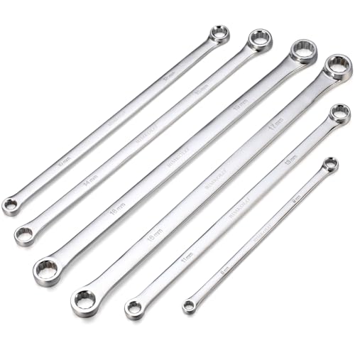 Image of 6-Piece Extra Long Double Box End Wrench Set | Chrome Vanadium Steel Aviation Wrenches Metric 8-19mm