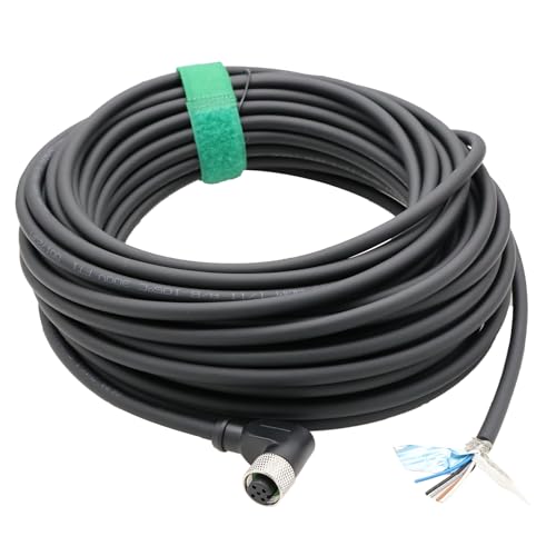 HangTon M12 A-Coded 5 pin Female Right Angle Actuator Sensor Cable to Bare Wire for Industrial Automation, Device Network, CANopen, IO Link, Profibus 1m