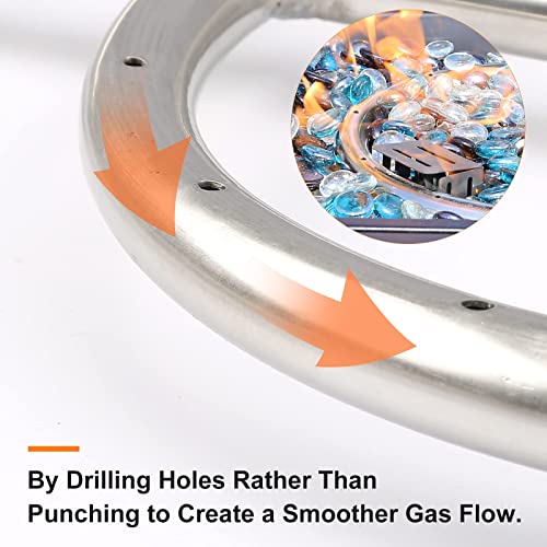 Grisun Fire Pit Burner Ring Kit 18 Inch, Propane Fire Pit Kit For Gas Fire Pit, Come With Propane Fire Pit Hose Kit And Upgraded Spark Ignition Kit, Diy Round Gas Fire Pit Kit, Stainless Steel #TOP3