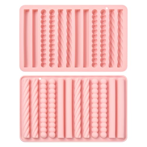 UR URLIFEHALL 2 Pcs Silicone Chocolate Bar Moulds Long Strips Finger Biscuit Moulds for Baking Bread Cake Candy Pudding Butter Making Crafts