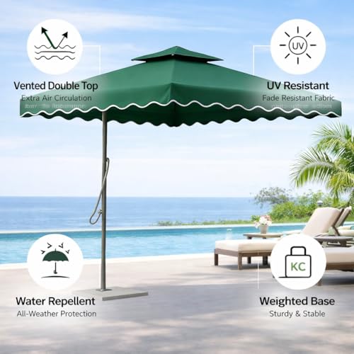 Image of 10ft Square Cantilever Umbrella with Crank | Waterproof Offset Hanging Patio Umbrella with Double Roof | Outdoor Sunshade for Garden, Balcony & Restaurant, Terrace & Poolside