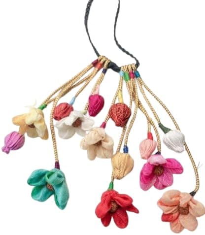 Radhvini Collections Flower and Long Ribbon Tassel Rubber Band Hair ties Hair Accessory Set