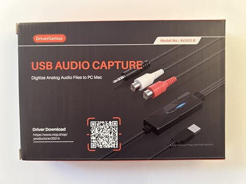 DriverGenius AV202-B USB2.0 Audio Capture/Grabber Card Device - Analog Cassette to Digital MP3 Converter - Compatible for Windows 11, macOS - Thumbnail 7