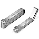 SLNIHAMS 2PS Stainless Steel Feeler Gauge Set, 32 Blades Feeler Gauge & 16 Blades Offset Thickness Gauge with Standard SAE/Metric Angled & Straight Gap Tools for Valves, Spark Plugs | Laser-Etched