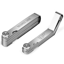 SLNIHAMS 2PS Stainless Steel Feeler Gauge Set, 32 Blades Feeler Gauge & 16 Blades Offset Thickness Gauge with Standard SAE/Metric Angled & Straight Gap Tools for Valves, Spark Plugs | Laser-Etched