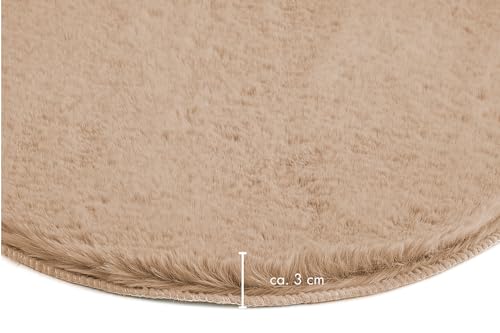 -LUXOR- living Sitzkissen Coste - Kunstfell Stuhlauflage als Deko Wohnzimmer oder Stuhlkissen - gemütliches Sitzkissen Stuhl Dekokissen 40 x 40 cm rund Taupe 4er Set