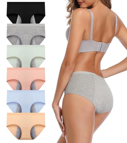 Jojoqueen Women'S Period Underwear,Mid Waist Solid Color Ladies Underwear Briefs Multipack Menstrual Panties For Women cover