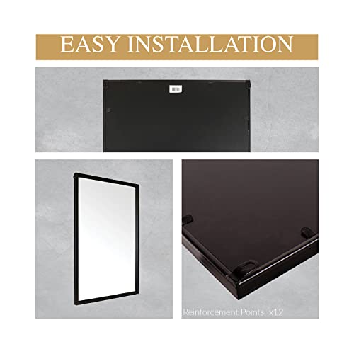 image for Mirrorize 89 X 61Cm Framed Plain Vanity Wall Mirror | Black Rectangle 