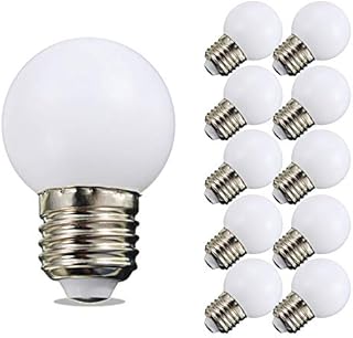 E27 LED Light Bulb G45 Golf Ball Bulb 1W E27 Standard Screw Bulb Cool White 6000K Not Dimmable 10W Equivalent Energy Saving Light Bulbs for Home Bedroom Courtyard Garden 10Pack