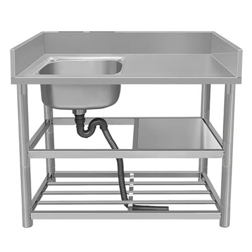 Lavandino Da Esterno Lavello Cucina In Acciaio Inox, Lavello Da Bar Autoportante Lavatoio Da Giardino Campeggio, Lavello Commerciale De Ristorante Professionale Con Rubinetto Per Garage, Lavanderia (