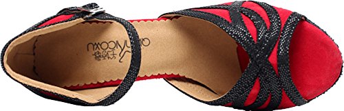 Chaussures de danse talon confortable et bout ouvert rouge 40
