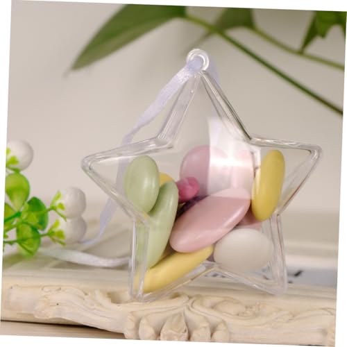 Bolas de Navidad transparentes de plástico resistente con diseño de estrella de 8 cm 4