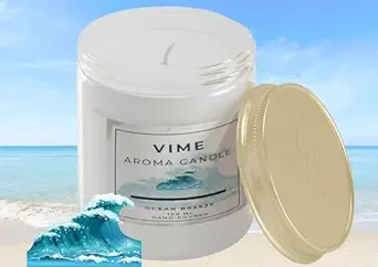 ViMe Scented Candles for Home Decor, Bedroom| Scented Candle Gift Set for Wife, Girl| 120 gm| Burn Upto 35 Hrs | Aroma Therapy Candles with 1 Bar| Fragrance Candles for Home | Ocean Breeze Fragrance