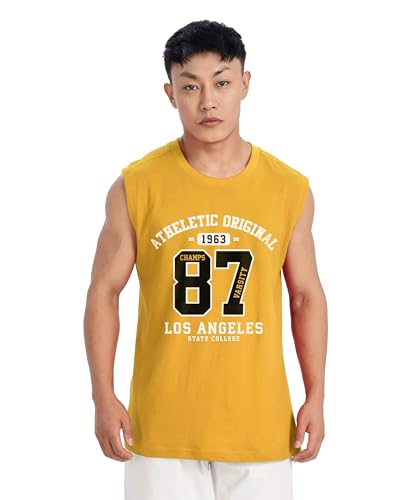 Image of SHODOX Men's 100% Cotton Tank Tops Round Neck Sleeveless Sports Loose fit Vest (Pack of 1)