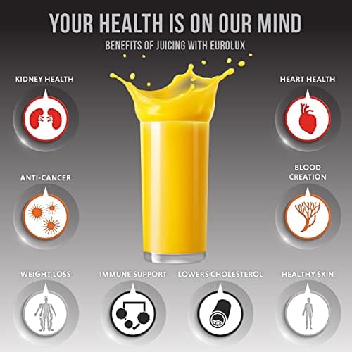 Eurolux Cast Iron Citrus Juicer | Extra-Large Commercial Grade Manual Hand Press | Heavy Duty Countertop Squeezer for Fresh Orange Juice (Bonus Stainless Steel Cup) (Orange)