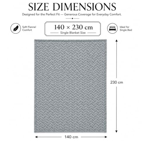 Image of SANMARINO Premium 300 GSM Single Bed Flannel Blanket | Ultra Soft Leaf Emboss Plush Blanket | All Season Lightweight & Cozy | AC Blanket for Bed, Sofa, Couch, Travel & Camping | 152x228 cm,Grey