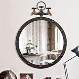  Vitage Ispired Miroir Mural Décor Robinet Desig Cadre Métallique Roud Idustrial