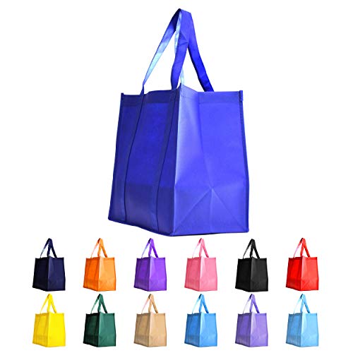Gift Expressions Grocery Tote Bag | 10 Pack | Royal Blue | Heavy Duty Large Gift Bags & Super Strong, Reusable Eco Friendly Shopping Bags, Stand Up Bottom, Recyclable Non Woven Tote Bags