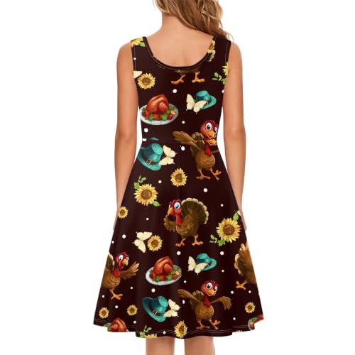 Image of TOADDITDO Women's Sleeveless O Neck Beach A-Line Party Coctail Tank Dresses Flared Sundress