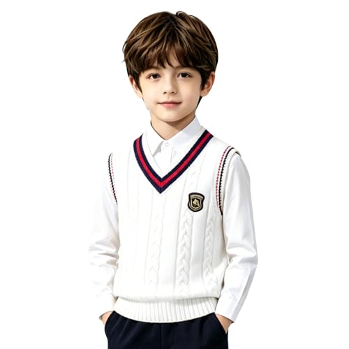 White School uniform for boys 5-15 back to school clothes teen boys uniform jumper v neck vest crochet sweater tank tops cover up fashion outfits for fall winter casual chalecos para niñas 12-13 Years