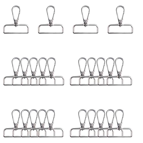 Frinnovan, 24 Pack 1.5 Inch Lobster Claw Swivel Clasps 1-1/2 Inch Metal D Ring Snap Hooks Lobster Trigger Lanyard Clasp Clips Hook for Keychain Jewelry DIY Crafts Purse Bag Making (Silver, 1.5 inch)