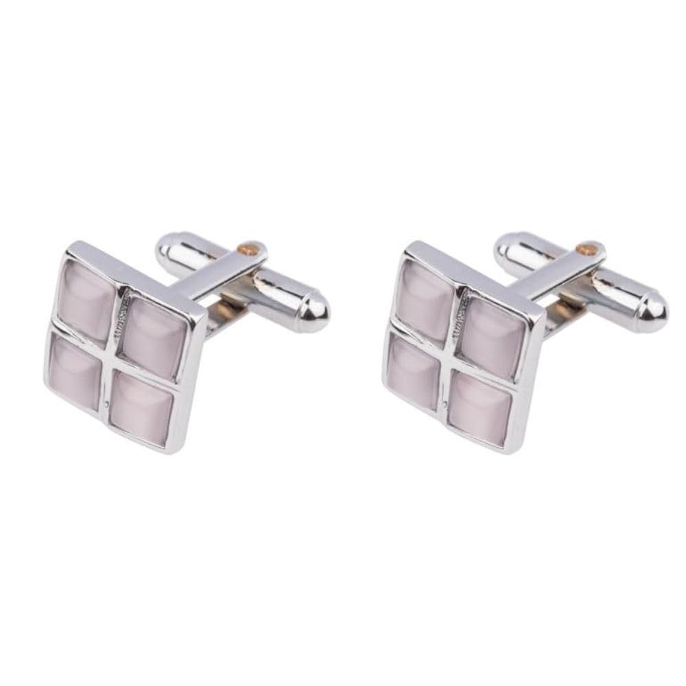 the tie hub Light Pink Stone Cufflinks for Men with Square Design-picture-11