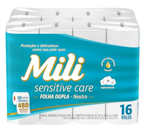 Mili Papel Higiênico Sensitive Care 30m Folha Dupla Neutro -16 ro...