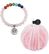 Soulnioi Scented Candle Set 1Pcs Pink Wool Ball Candle and 1Pcs Rose Quartz Crystal Beads Seven C...