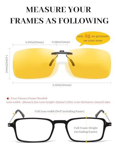 Image of LUFF Polarized /Night Vision Clip on Sunglasses /Myopia Glasses for Driving Black-Yellow