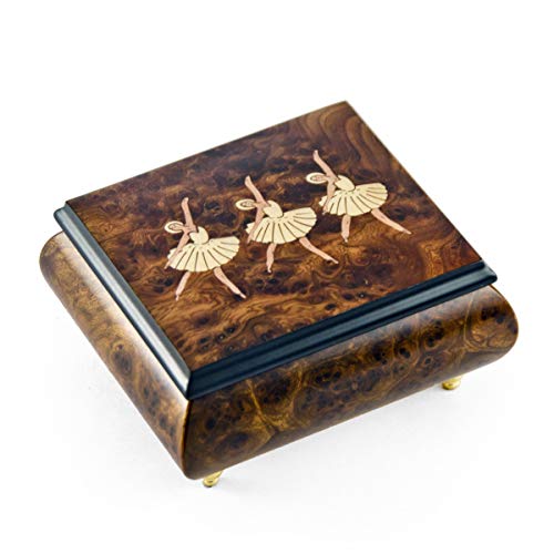 Delightful Natural Tone Music Box with 3 Graceful Ballerinas Wood Inlay - Many Songs to Choose - Lord is My Shepard, The