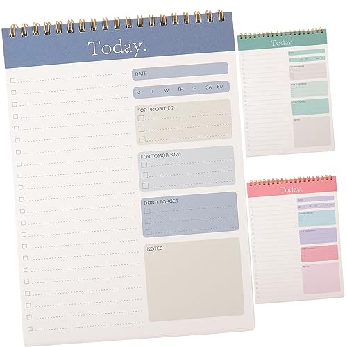 Bloc-notes agenda quotidien spirale papier antiadhésif HOMSFOU 3 pcs