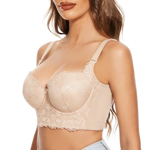 Image of FallSweet Push Up Bras for Women Corset Top Bustier Padded Underwire Bra Add One Cup