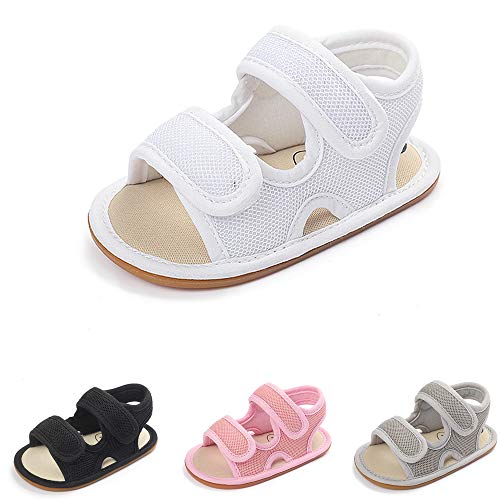 Greceen Beautiful Baby Boys Girls Sandals Summer Beach Breathable Rubber soft soled Anti-Slip Toddler first walker shoes(LX105 White 11)