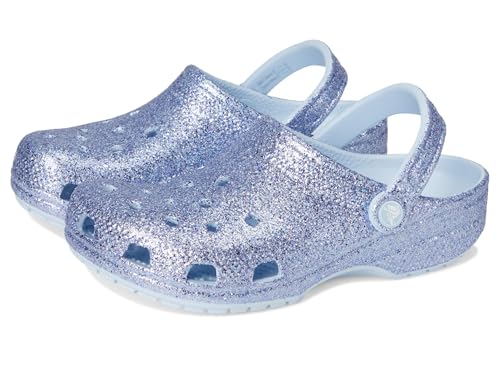 Sabots à paillettes enfants Crocs pour s'amuser au parc et à la plage en bleu givré