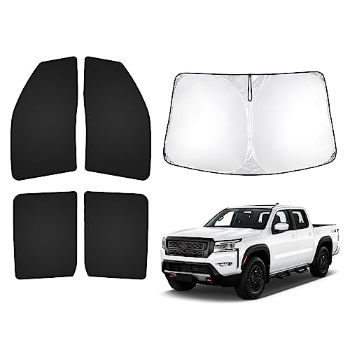 Image of T TGBROS Window Sunshade for 2022-2024 2025 Nissan Frontier Windshield Side Rear Window Full Set Privacy Car Sun Shades Foldable Blocks UV Rays Keeps Your Vehicle Cool 5PCS