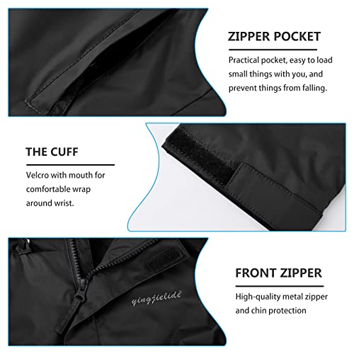 Image of YINGJIELIDE Boys Girls Waterproof Rain Jackets Kids Easy to Fold Windbreaker Lightweight Outdoor Hooded Raincoat