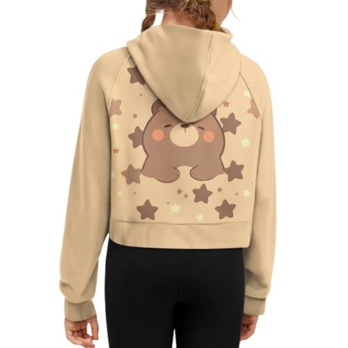 Girls Zip Up Long Sleeve Hoodies Fashion Oversized Casual Sweatshirts Cropped Hooded Zipper Tops Outfits for Child3